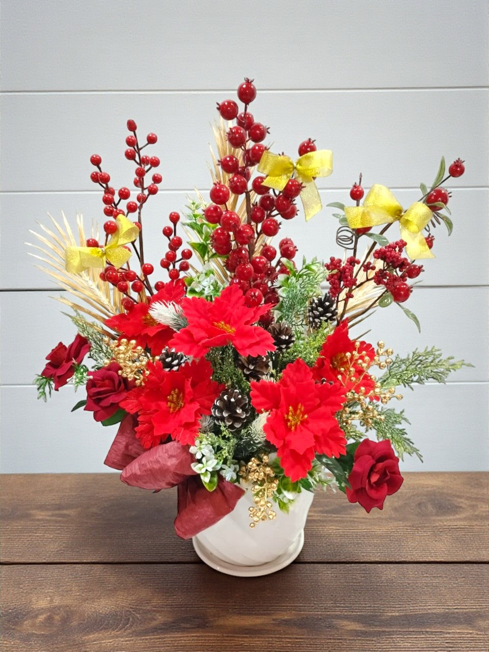 BRF-CA101 CHRISTMAS FLORAL ARRANGEMENT - ARTIFICIAL FLOWERS