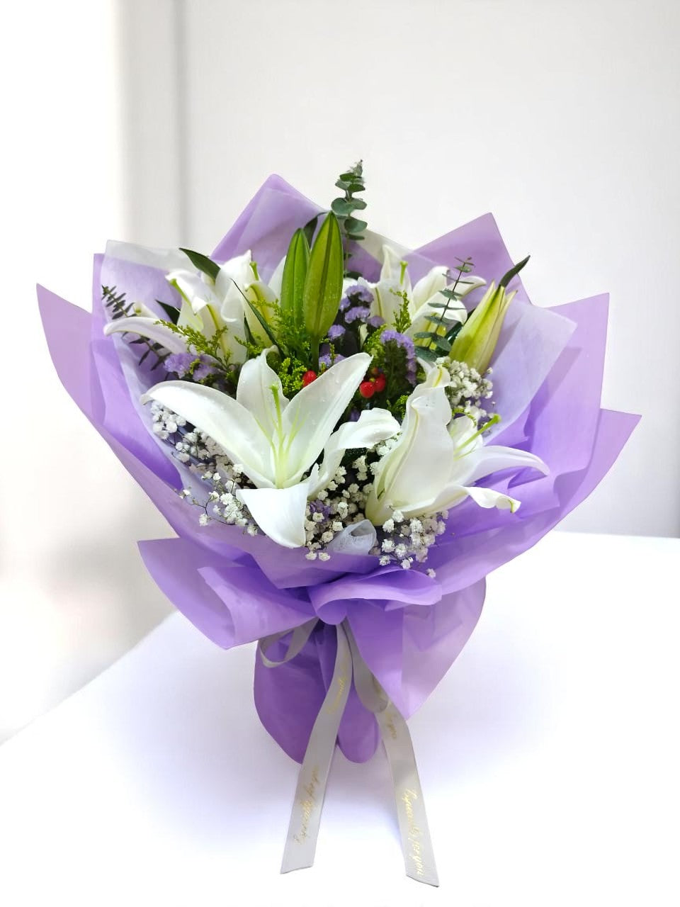 valentine lily flower BRF-V26LB100 VALENTINE LILY BOUQUET – Blue Roses Florist