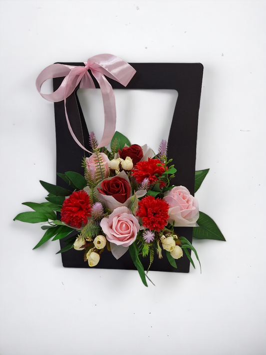 BRF-MDA111 MOTHER'S DAY CARNATION MIX PAPER BOX ARRANGMENT - ARTIFICIAL FLOWERS