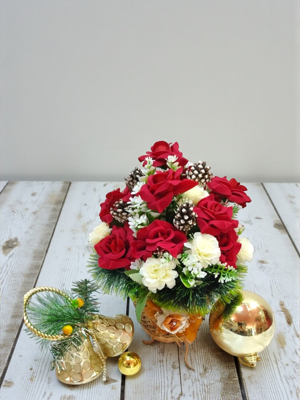 BRF-CA102 CHRISTMAS FLORAL ARRANGEMENT - ARTIFICIAL FLOWERS