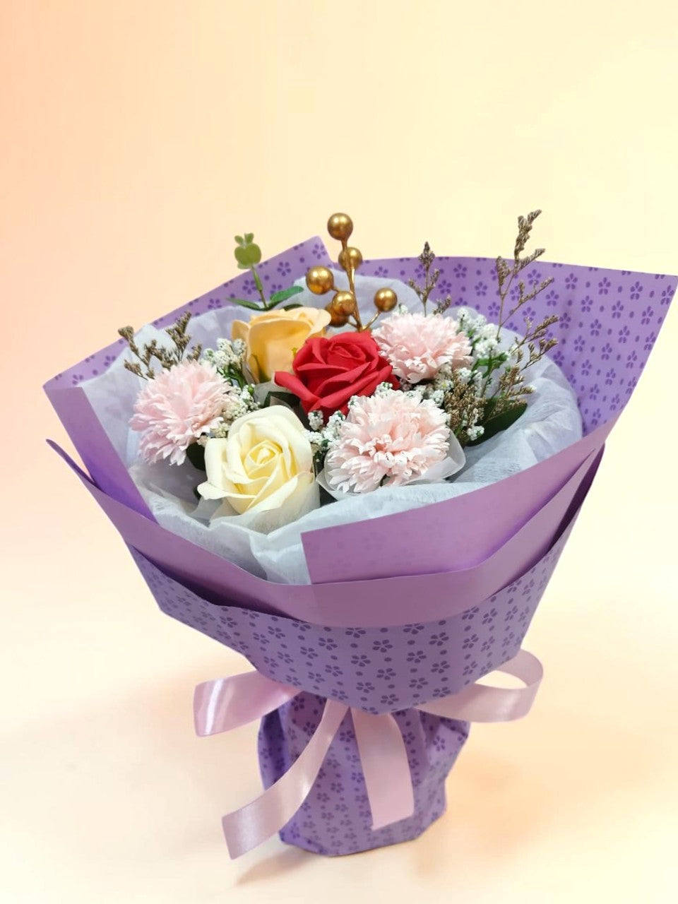BRF-MD26A108 MOTHER'S DAY CARNATION MIX BOUQUET - ARTIFICIAL FLOWERS